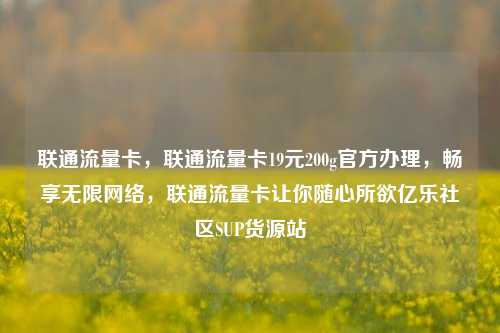 联通流量卡，联通流量卡19元200g官方办理	，畅享无限网络，联通流量卡让你随心所欲亿乐社区SUP货源站  第1张
