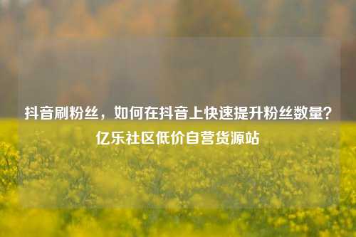 抖音刷粉丝，如何在抖音上快速提升粉丝数量？亿乐社区低价自营货源站  第1张
